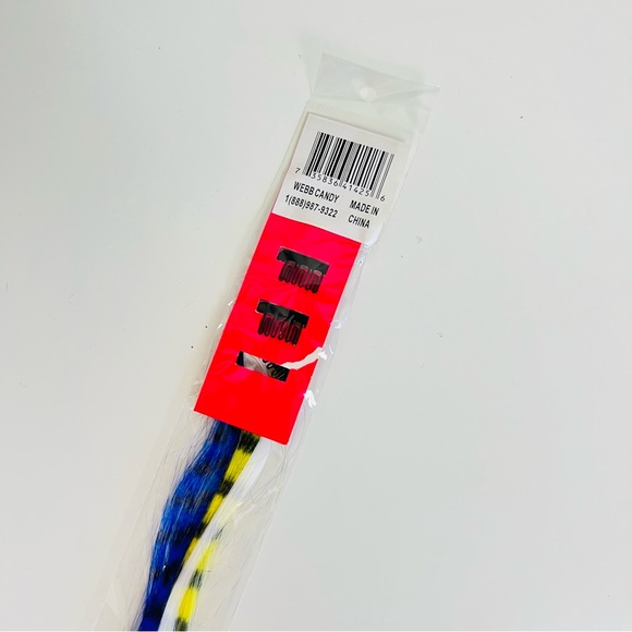 NWT Blue & Yellow Black Coon Feather Clip in Hair Extension - Picture 3 of 4